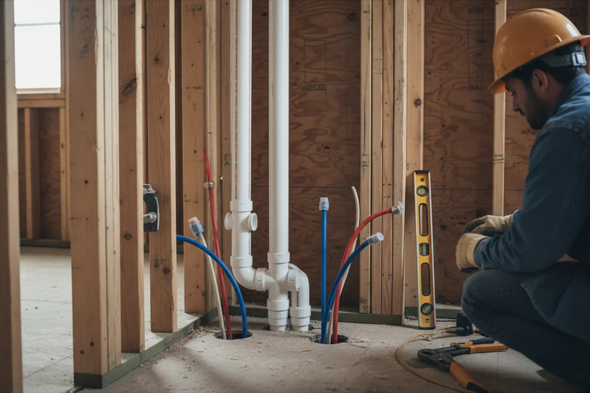 Drain and supply rough-in during Toilet Repair and Installation in Rochester Mills
